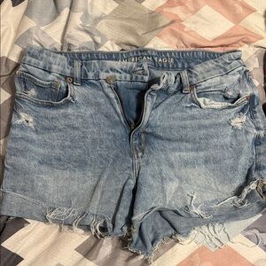 American Eagle Outfitters Light Blue Distressed Jean Shorts